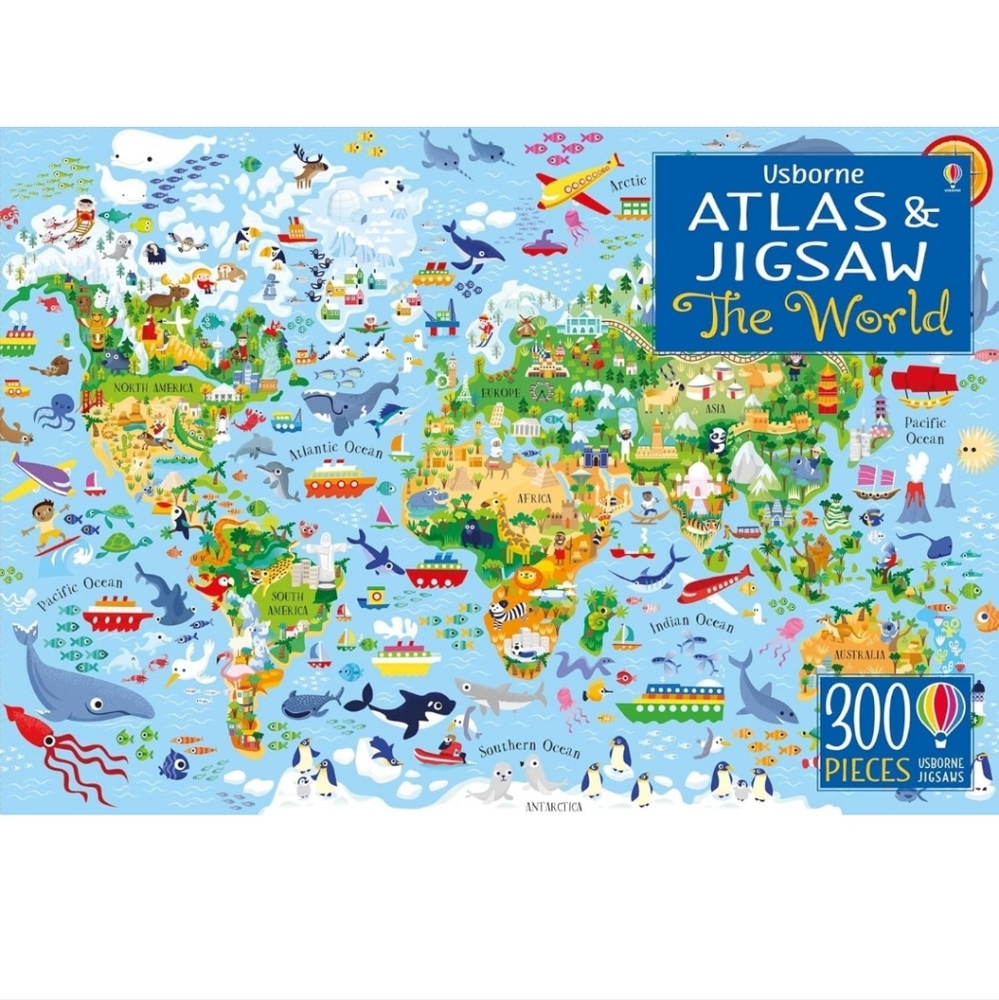 Usborne Atlas and Jigsaw Puzzle - The World puzzle. NEW